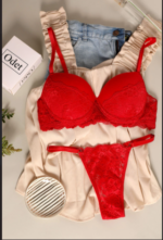 Conjunto taza soft con push up de encaje con less regulable - Imagen 4