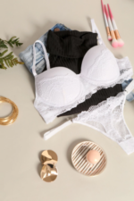 Conjunto taza soft con push up de encaje con less regulable - Imagen 5